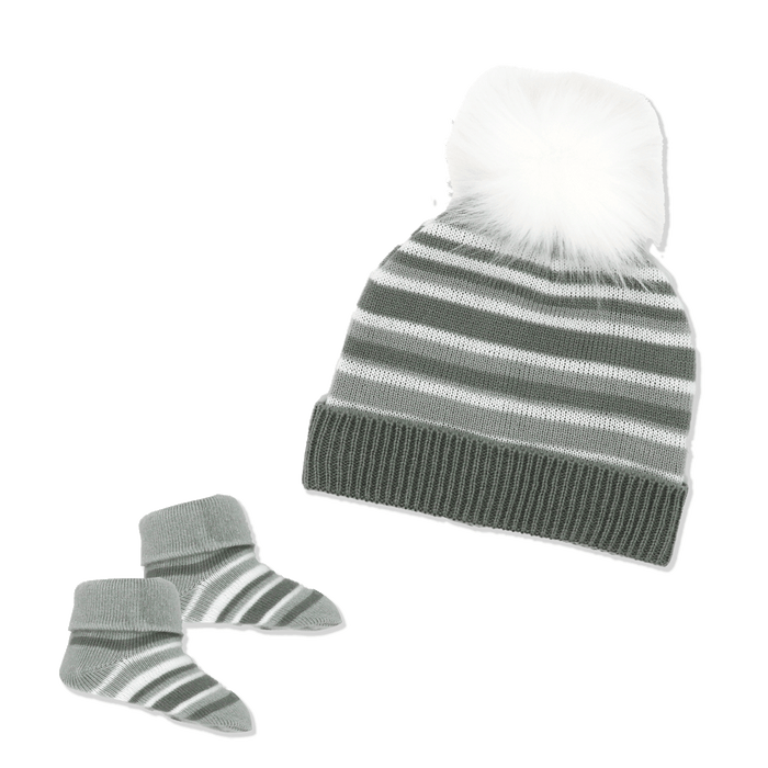 Ensemble bonnet et bottines en tricot rayé Necessities By Tendertyme