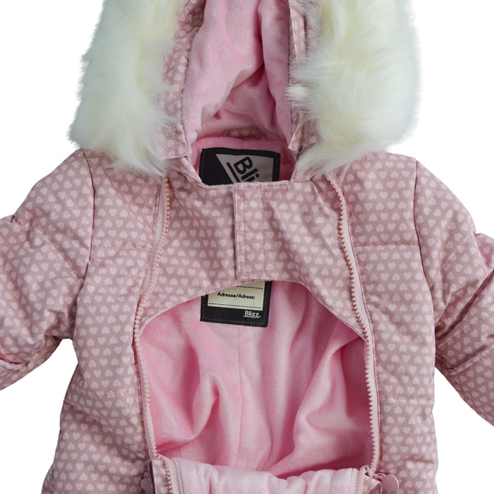 Blizz Baby Girls Little Hearts Snow Suit - 1 piece - (3m to 9m) - 22WBLI5221