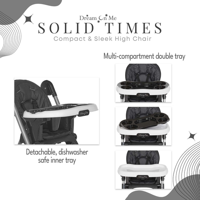 Dream on Me Solid Times Lightweight Portable Highchair