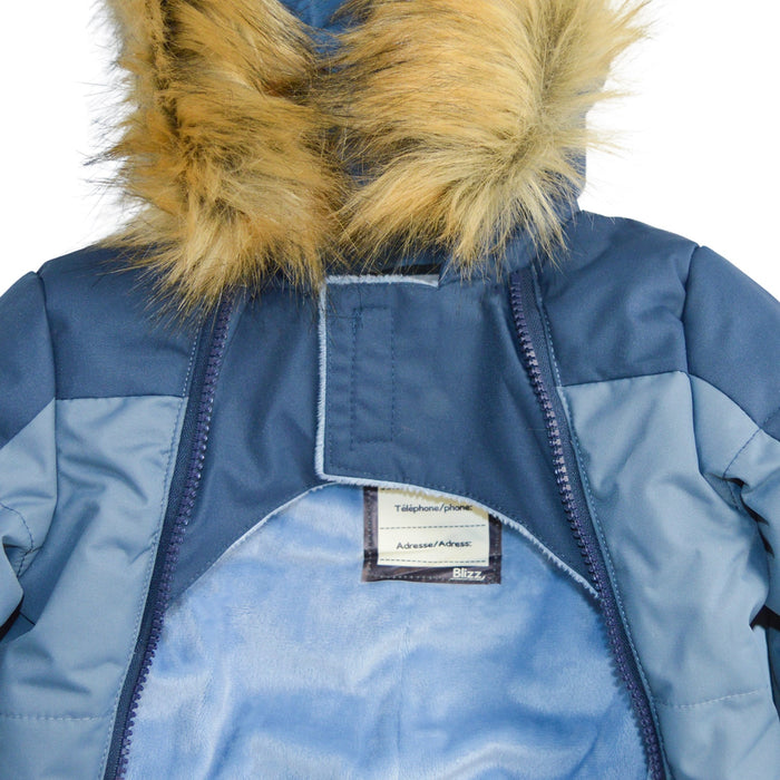 Blizz Baby Boys Blue Snow Suit - 1 piece - (6m to 24m) - 24WBLI3423