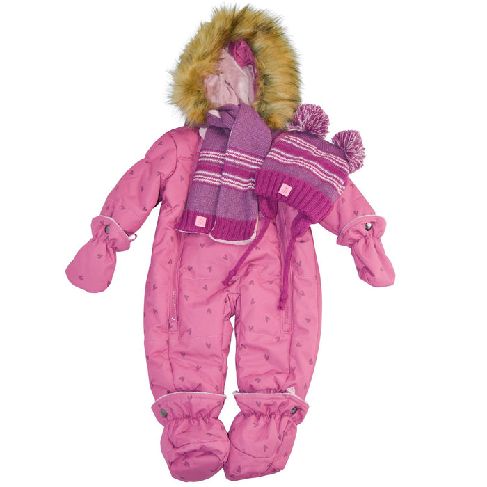 Blizz Baby Girls Fuchsia Hearts Snow Suit - 1 piece - (6m to 24m) - 24WBLI5433