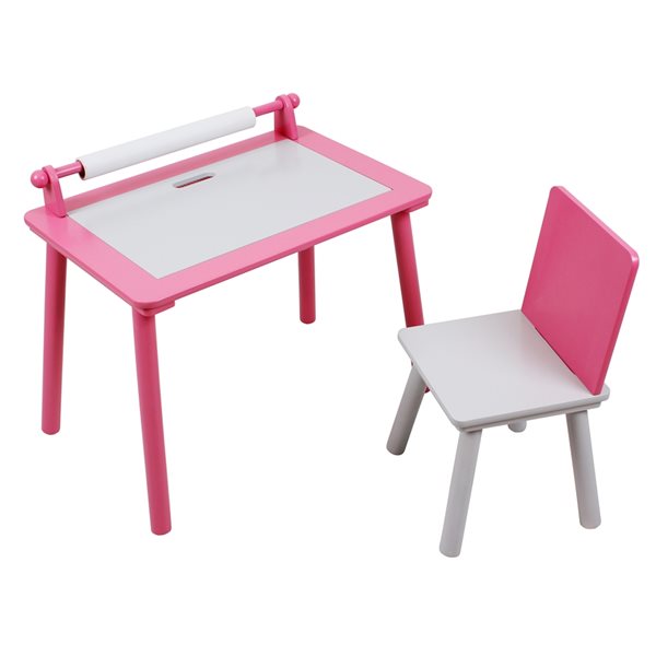 Table de jeu ronde pour enfant par Danawares rose et blanc avec 1 chaise