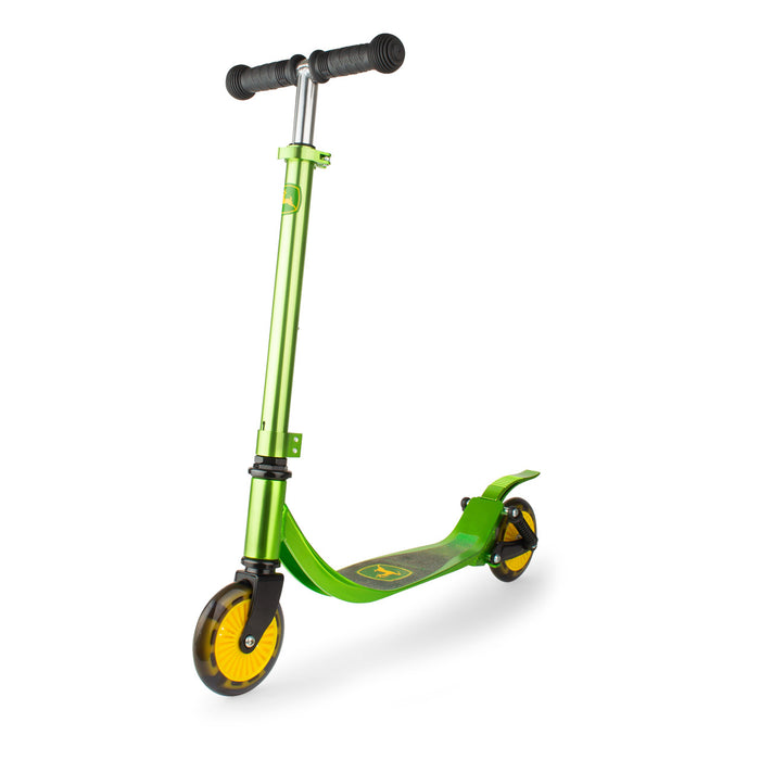 Tomy - John Deere Kids’ Kick Scooter – Lightweight Aluminum Scooter with Lighted Wheels & Adjustable Height – Ages 5+