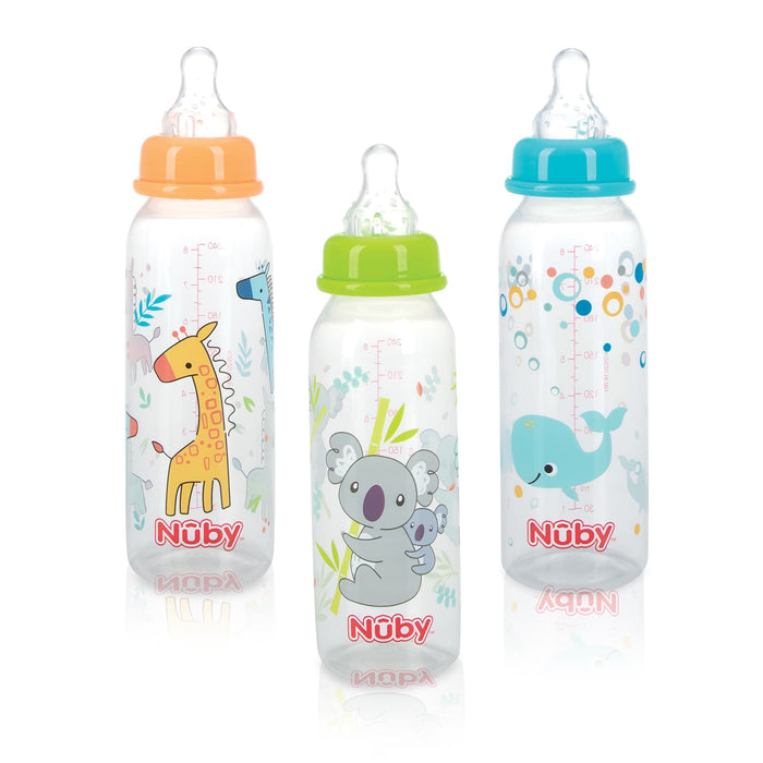 Nuby Non-Drip Baby Bottle Set - 8oz/240ml - 3 Pack