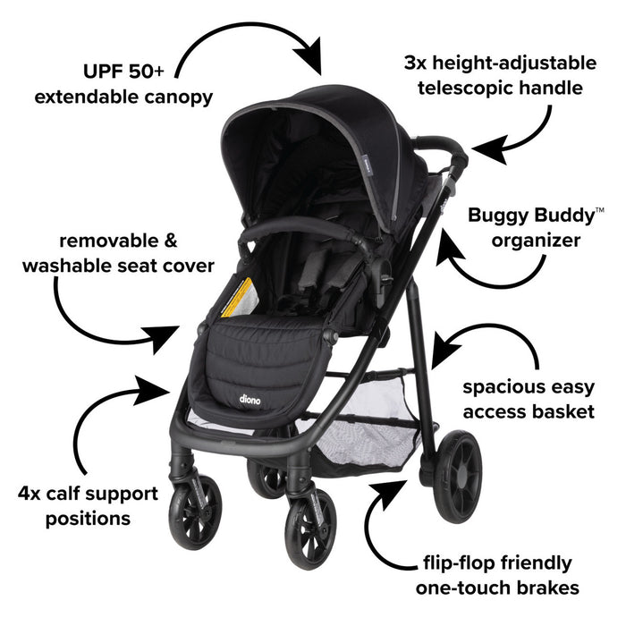 Diono Quantum 4 Travel System 3-in-1 with LiteClik 30 R SafePlus Infant Car Seat and Base