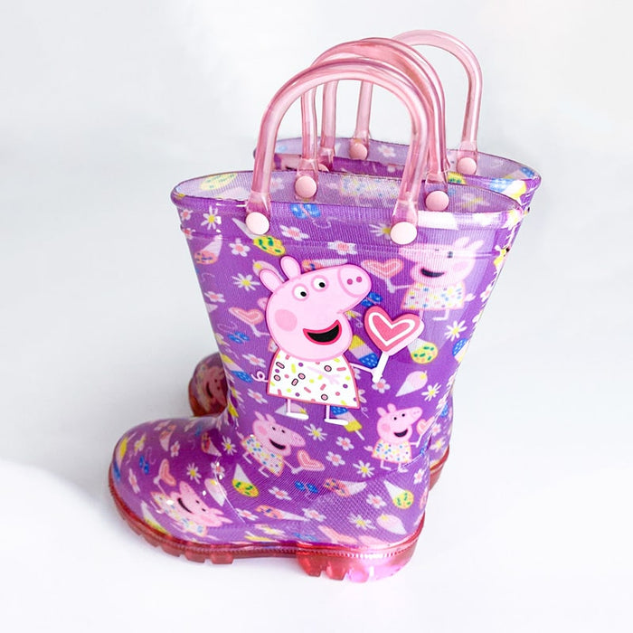 Kids Shoes Peppa Pig Toddler Girls Light-up Rain Boots