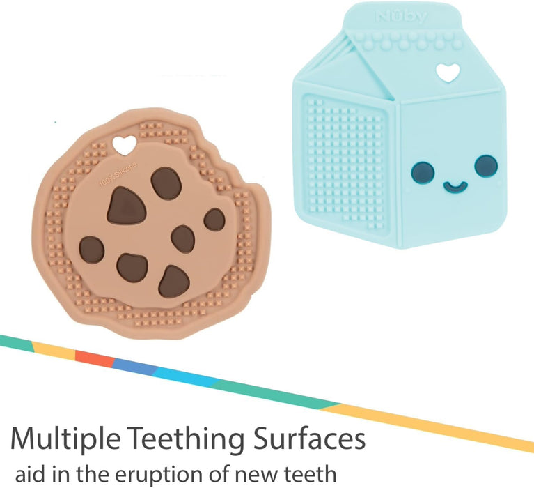 Nuby Anneaux de dentition en silicone pour bébé - Lait et biscuit