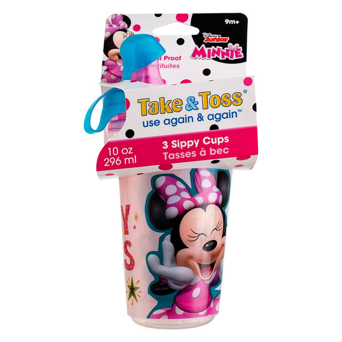 The First Years Take & Toss Spill Proof Licenced Minnie Mouse Sippy Cups, 10 Oz – 3 Pack