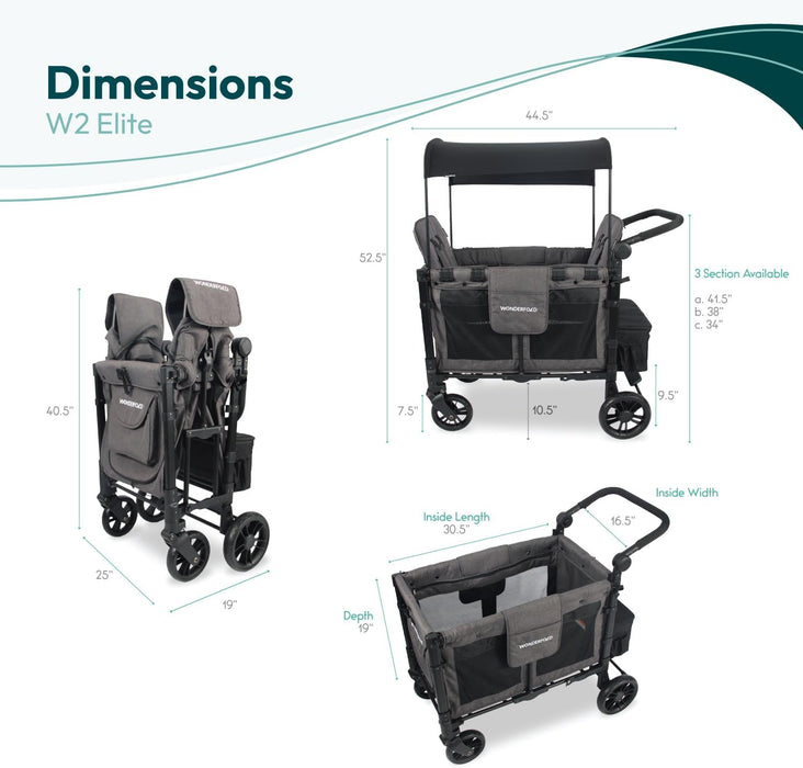 Wonderfold W2 ELITE Push Double Stroller Wagon