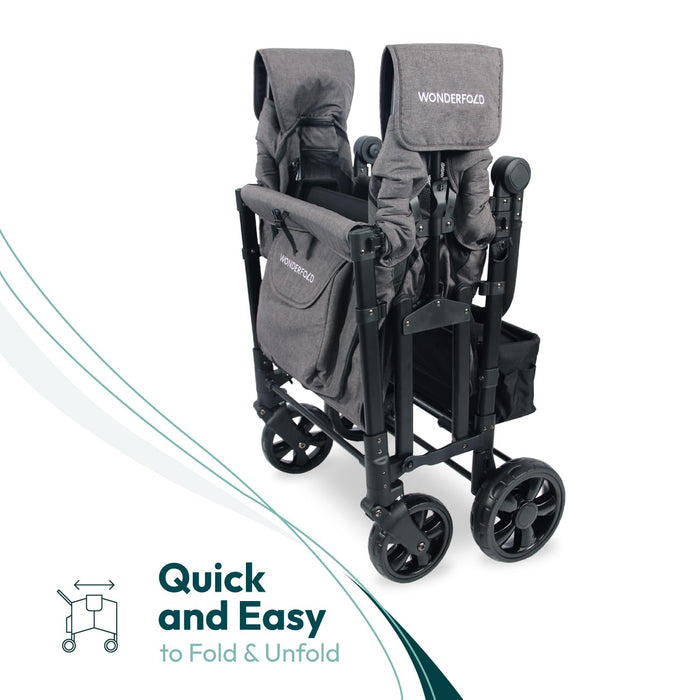 Wonderfold W4 ELITE Push Quad Stroller Wagon