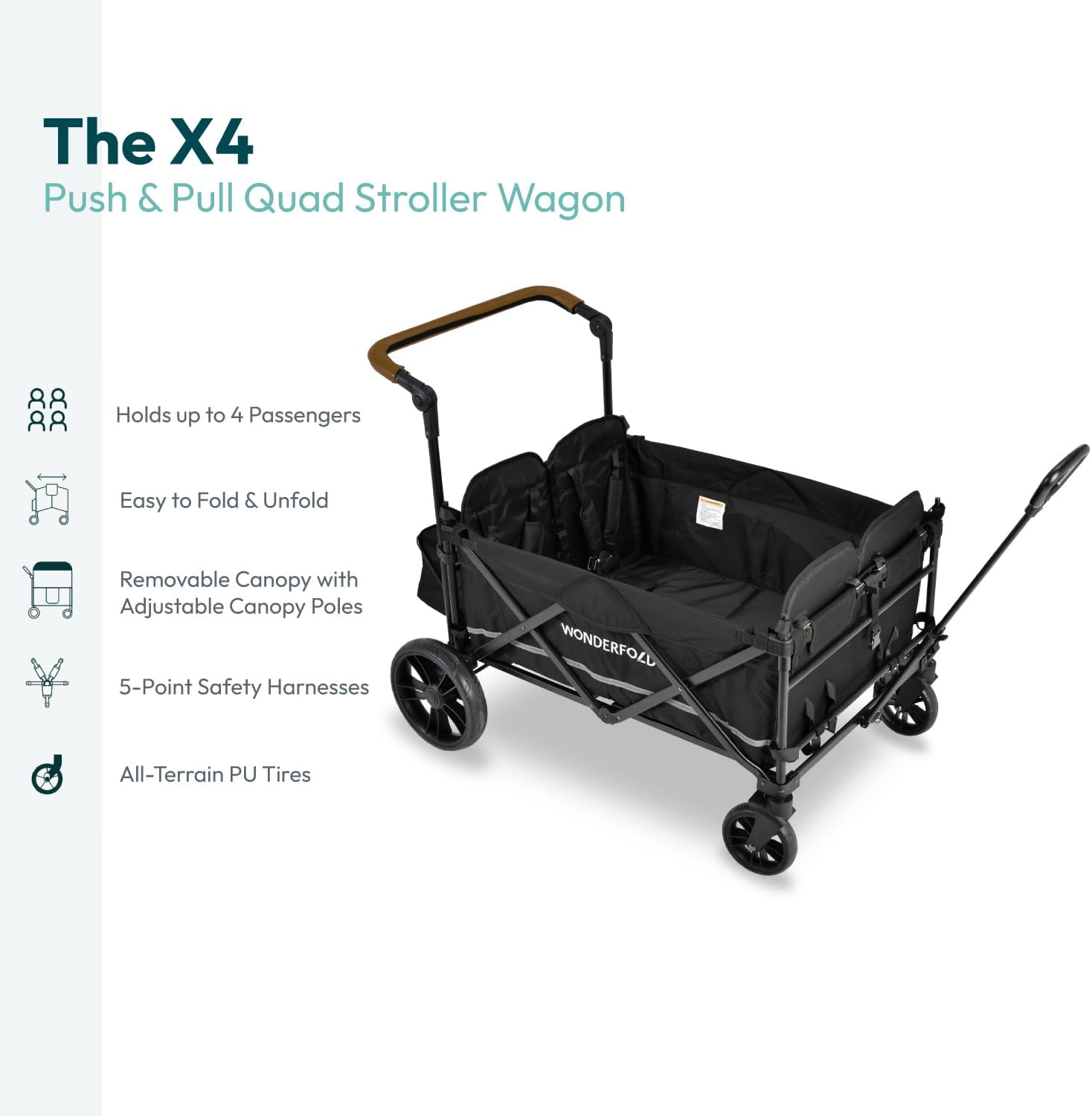 Wonderfold X4 - Push & Pull Quad Stroller Wagon