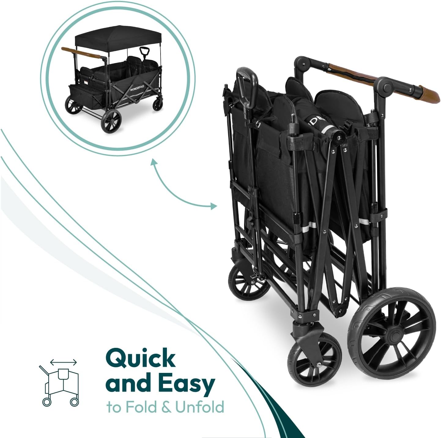 Wonderfold X4 - Push & Pull Quad Stroller Wagon