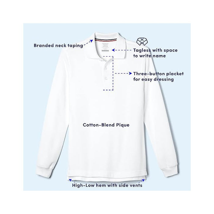 French Toast Unisex School Uniform Long Sleeve Young Adult Pique Polo - SA9085Y