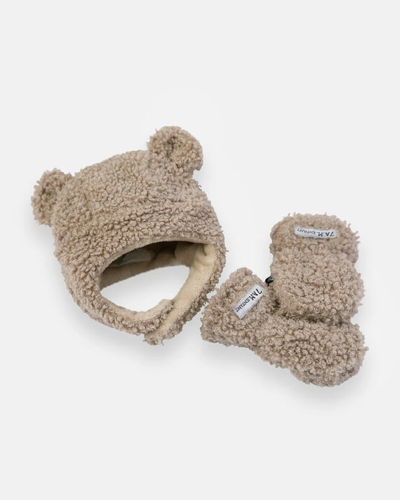 7 A.M. The Cub Set - Teddy - Baby Hat & Mitts Set