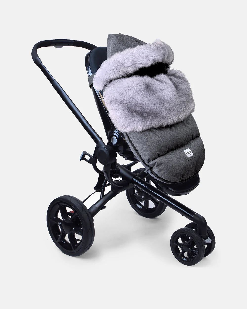 Housse de siège auto et chancelière pour poussette 7 AM en peluche Tundra et fausse fourrure - Gris foncé chiné