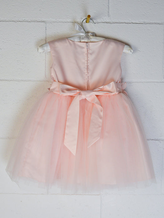 Adorable robe en tulle pour bébé avec collet en perles, ceinture en dentelle et nœud dans le dos (0 à 24 mois)