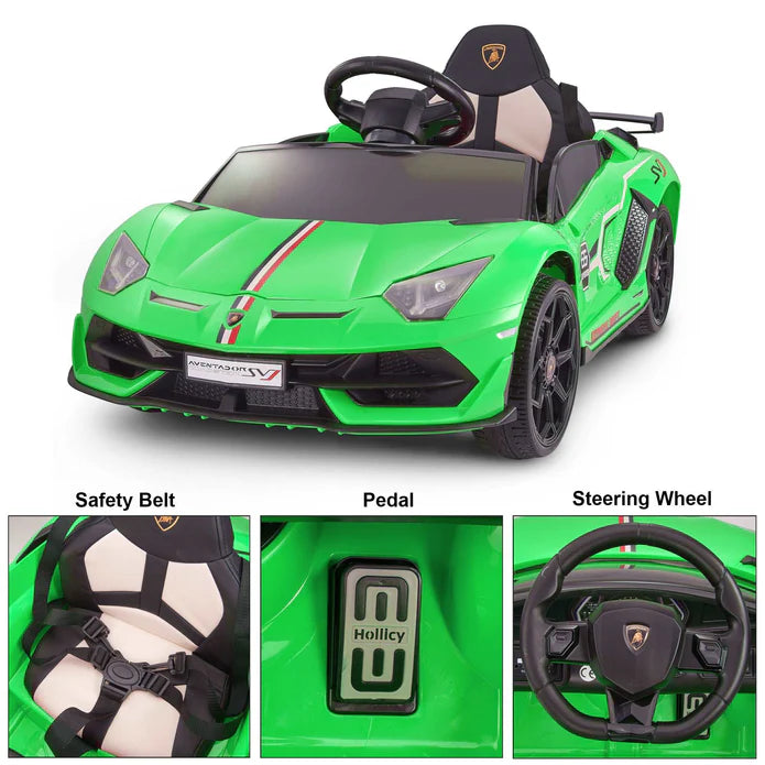 Voltz Toys Voiture pour enfant à siège unique Lamborghini Aventador SVJ sous licence 12V