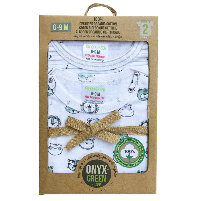 Ensemble de 2 grenouillères pour bébé en coton biologique Onyx & Green