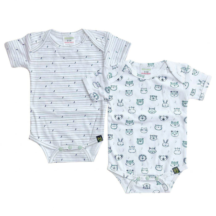 Ensemble de 2 grenouillères pour bébé en coton biologique Onyx & Green