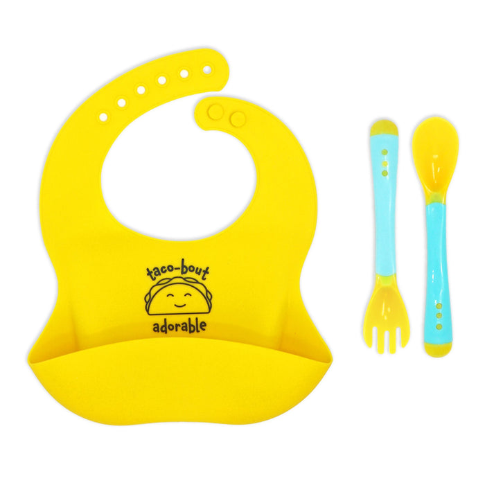 Necessities By Tendertyme Silicone Bib Feeding Set - Taco-Bout Adorable