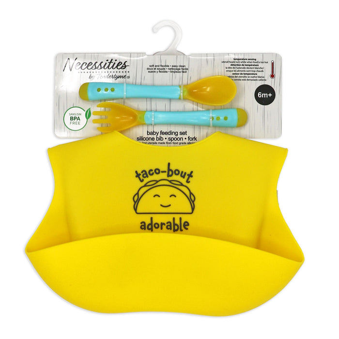 Necessities By Tendertyme Silicone Bib Feeding Set - Taco-Bout Adorable