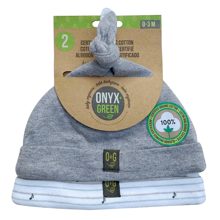 Onyx & Green Organic Baby Hat Set - 0-3m