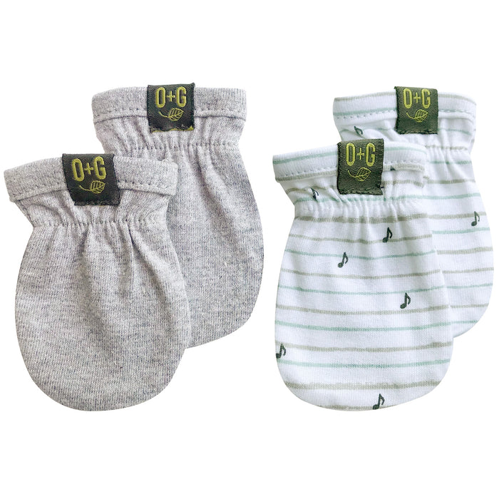 Moufles anti-rayures pour bébé en coton biologique Onyx & Green - Lot de 2