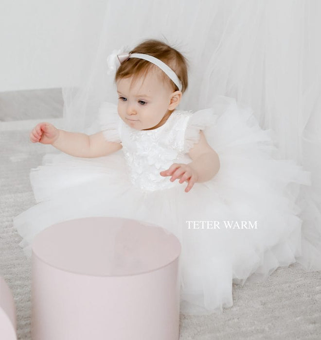 Robe de Baptême pour bébé fille Teter Warm blanc cassé B123N