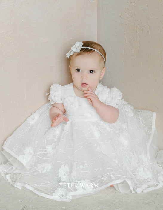 Robe de Baptême Teter Warm pour bébé fille blanc cassé B25