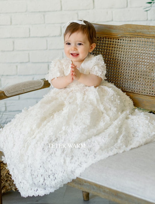 Robe de Baptême pour bébé fille Teter Warm blanc cassé BL01