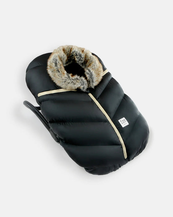 7 A.M Car Seat Cocoon-Tundra - Black Faux Fur