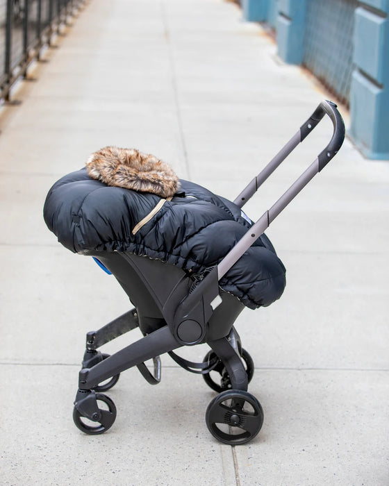 7 A.M Car Seat Cocoon-Tundra - Black Faux Fur