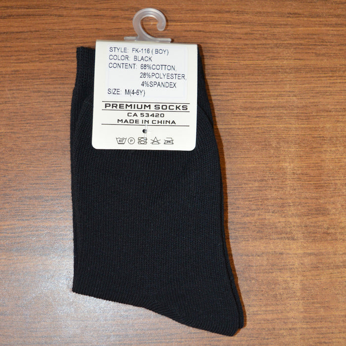 Boys Black Formal Crew Socks – Soft, Stylish, and Durable (Ages 1-14 Years)