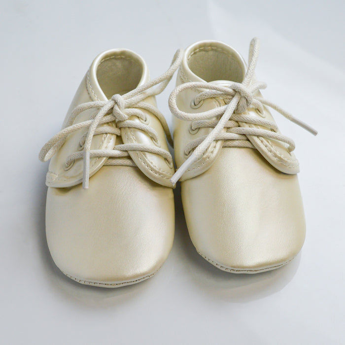 Baby Boys Baptism Shoes - Classic Lace-Up Design in Ivory or White - (Baby Sizes 0 to 8)