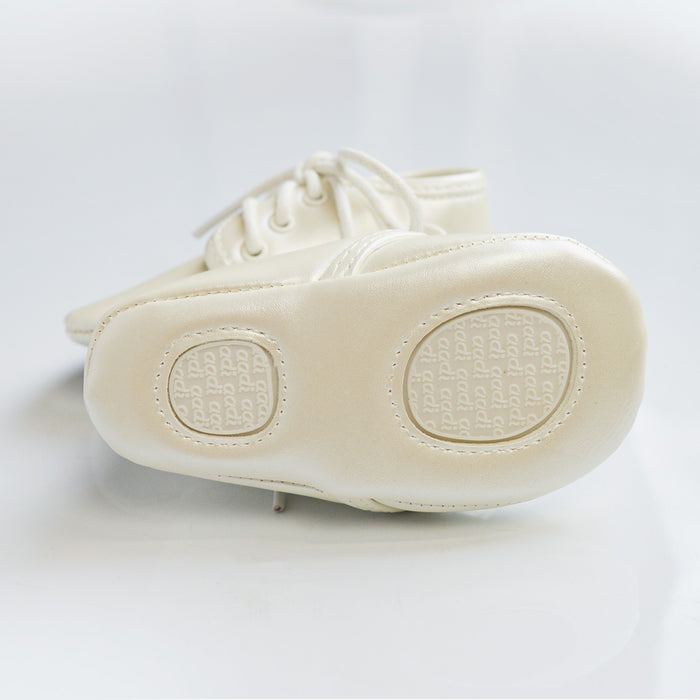 Baby Boys Baptism Shoes - Classic Lace-Up Design in Ivory or White - (Baby Sizes 0 to 8)