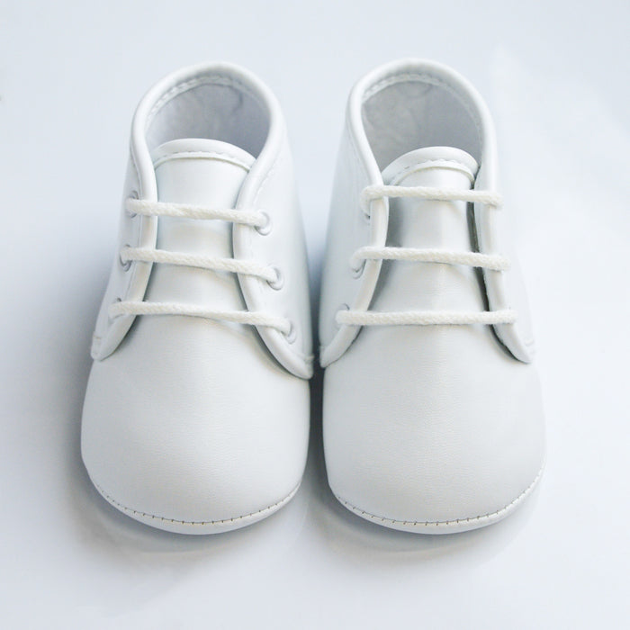 Baby Boys Baptism Shoes - Classic Lace-Up Design in Ivory or White - (Baby Sizes 0 to 8)