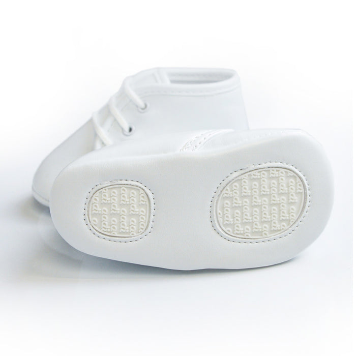 Baby Boys Baptism Shoes - Classic Lace-Up Design in Ivory or White - (Baby Sizes 0 to 8)