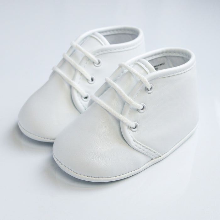 Baby Boys Baptism Shoes - Classic Lace-Up Design in Ivory or White - (Baby Sizes 0 to 8)