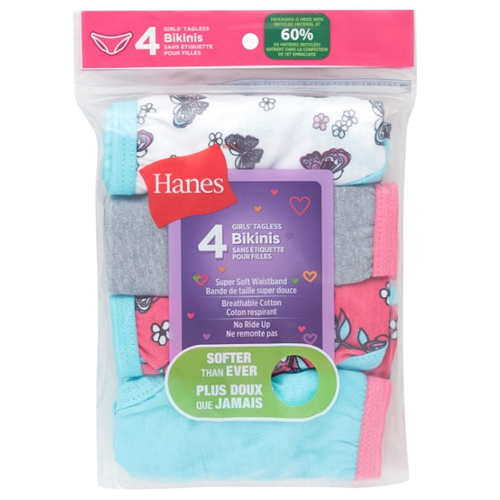 Hanes Girls Assorted Tagless Bikini Briefs - 4pk