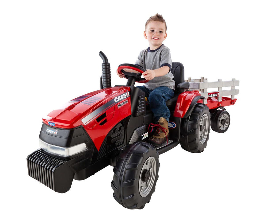 Peg Perego tracteur et remorque pour enfants Case IH Magnum haute performance 12 volts - Rouge
