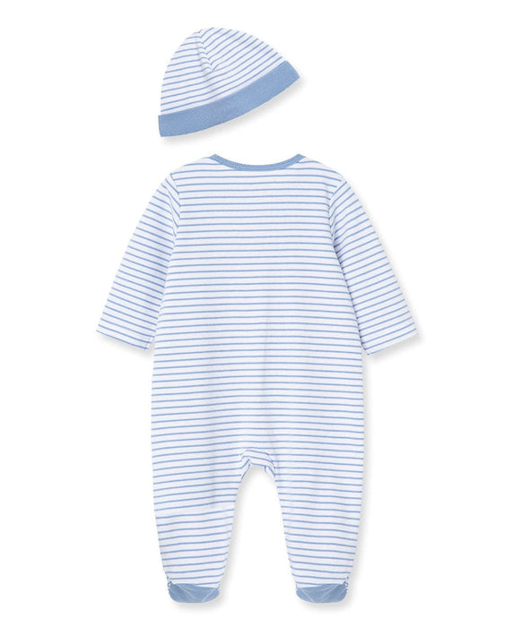 Little Me Zip Footed One-Piece and Hat