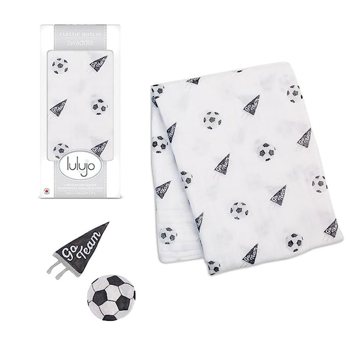 Lulujo Baby Swaddle Blanket Muslin Cotton - Soccer