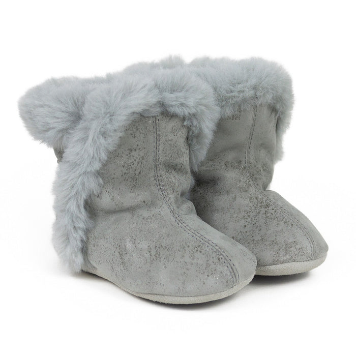 Robeez Classic Snap Bootie-Cozy Shea Charcoal Grey