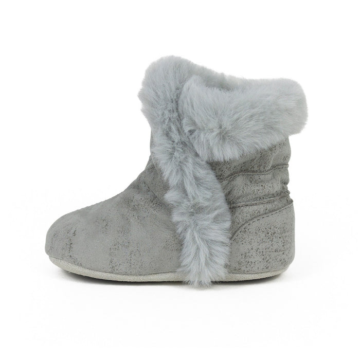 Robeez Classic Snap Bootie-Cozy Shea Charcoal Grey