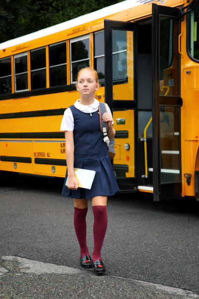 French Toast Girls School Uniform Pleated Jumper with Heart Zipper - Navy - SY9249