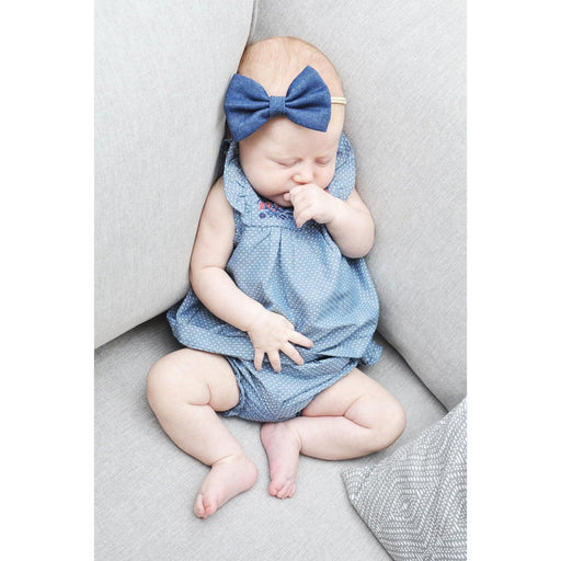 Baby Wisp - Baby Wisp Headband - Big Blue Denim Bow - 3M+