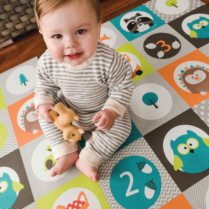 bblüv – Mülti Tapis de jeux doux, réversible et sécuritaire pour bébé - Routes de la forêt