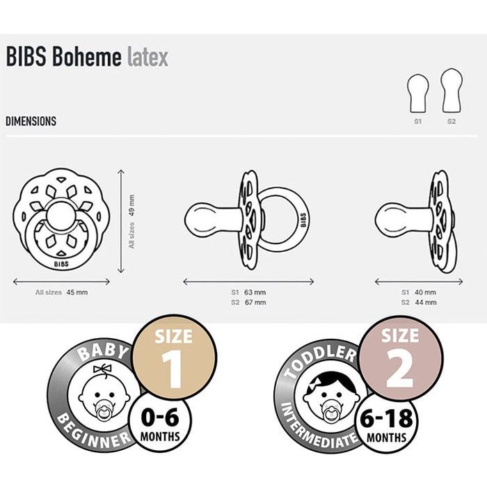 Bibs Boheme Natural Rubber Pacifiers - 2 Pack