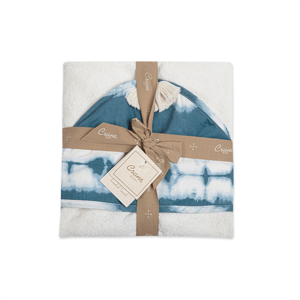 Crane - Crane Caspian Baby Hooded Towel - Blue Tie-Dye