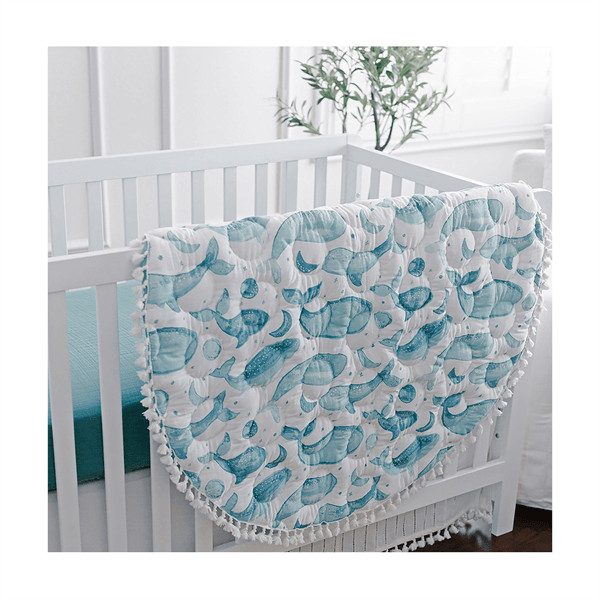 Crane - Crane Caspian Quilted Baby Playmat - Whales
